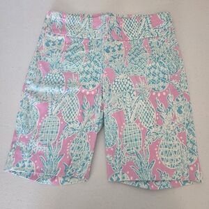 NWT Barbara Erickson Pink & Blue Pineapple Print Women's Shorts Size 4